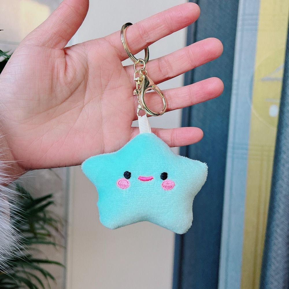 Smile Stars Smile Stars Plush Keyring Fluffy Fur Smile Stars Backpack Pendant Holiday Gift